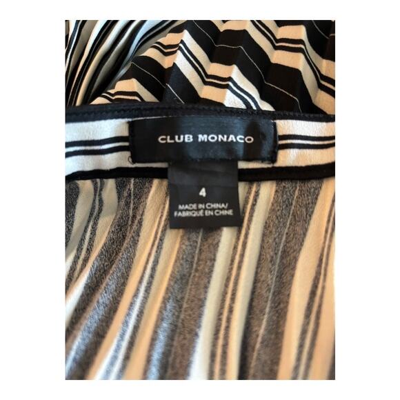 Club Monaco Black & Cream Midi Pleated Skirt Size 4 - Picture 3 of 3